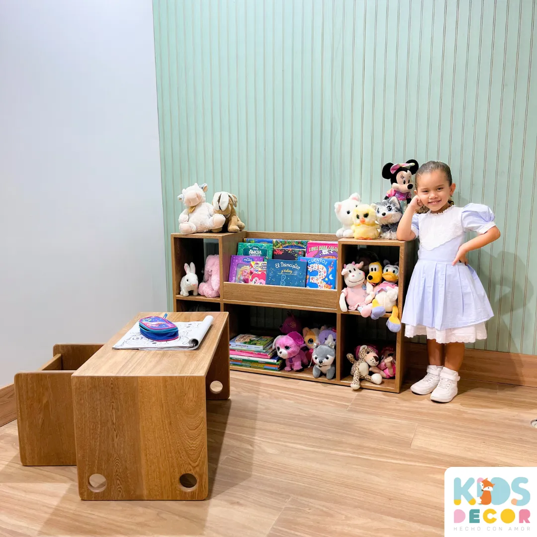 Mueble Organizador con Biblioteca en Roble 100% – Inspirado en Montessori - Imagen 2